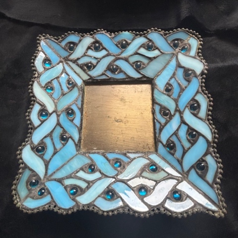Partylite Stained glass dish/candle holder -2 tone color